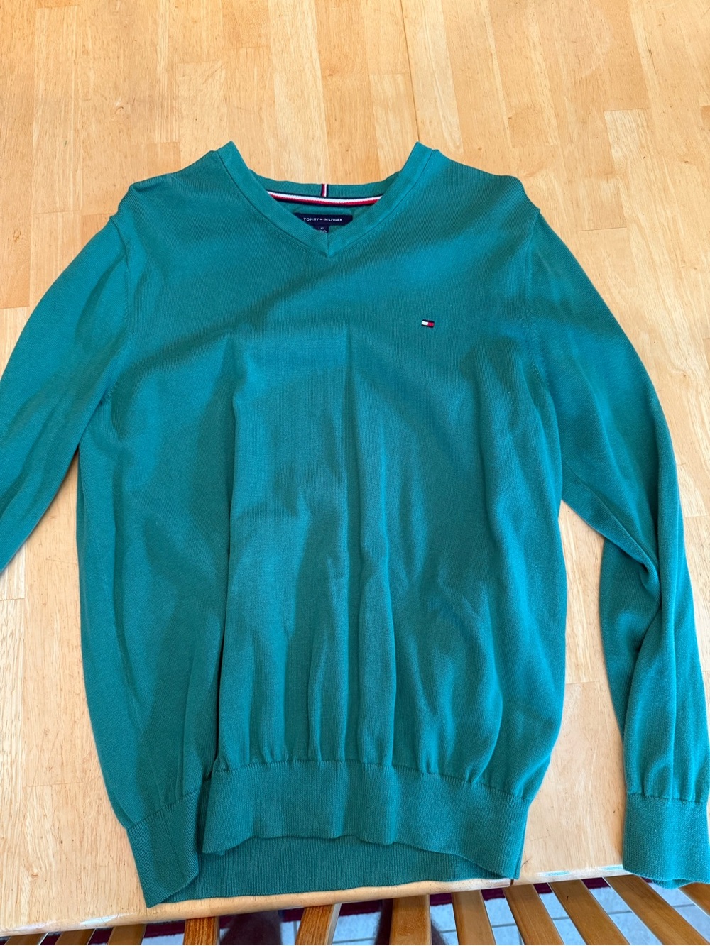 Tommy Hilfiger Green V-Neck Sweater